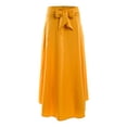 thumbnail image 1 of Franhais Women High Waist Pure Skirt Fashion Bow Flared Pleated Long Skirt with Two Pocket, 1 of 7