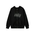 thumbnail image 1 of Franhais Women Hooded Sweater with Smooth Zipper, Letters Rhinestones Decoration Spring Clothing, 1 of 5