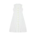 thumbnail image 1 of Franhais Women Long Dress, Sleeveless Turn-down Collar Button-down Casual Party Summer A-line Dress, 1 of 9