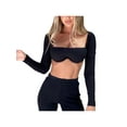 thumbnail image 1 of Franhais Women Long Sleeve Square Neck Cropped Shirt Top Blouse Sexy Low Cut Fashion Streetwear, 1 of 5