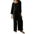 thumbnail image 1 of Franhais Women Loose Fit Jumpsuit Casual Solid Color Round Neck Long Sleeve Backless Romper Wide Leg Pants, 1 of 4