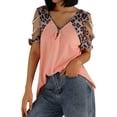 thumbnail image 1 of Franhais Women Loose Style T-shirt, Leopard Printed Pattern Short Sleeve V-neck Tops, Wine Red/ Grey/ Black/ White, 1 of 8