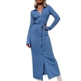 thumbnail image 1 of Franhais Women Maxi Dress Long Sleeve Shirt Dress Fashion Casual Dress for Streetwear, 1 of 9