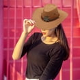 thumbnail image 1 of Franhais Women Men Cowboy Hat, Vintage Wide Brim Hexagram Cowgirl Hat Lightweight Western Hat, 1 of 8