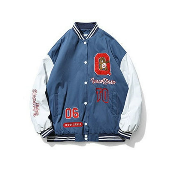 Franhais Women Oversized Baseball Jackets, Fashion Letter Embroidery Long Sleeve Bomber Jackets