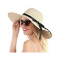 thumbnail image 1 of Franhais Women Paper Straw Hat, Wide Brim Bow Decor Breathable Sun Protection Anti-UV Seaside Cap, 1 of 4