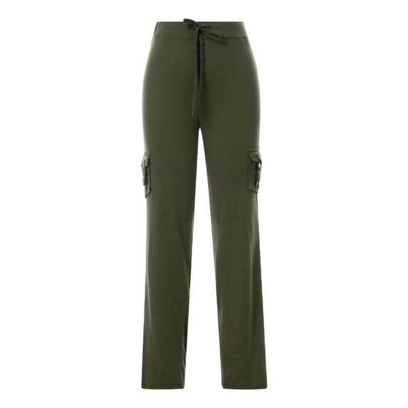 Franhais Women Plus Size Straight-Leg Cargo Trousers, Solid Color High Waist Pants with Multiple Pockets for Women, XS/SM/L/XL/XXL/XXXL/XXXXL