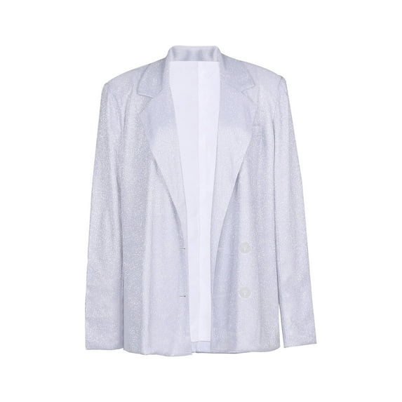 Franhais Women Shiny Blazer, Adults Casual Solid Color Long Sleeve Tailored Collar Suit Jacket