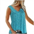 thumbnail image 1 of Franhais Women Short Sleeve Top, Floral Pattern Loose V-Neck Outfit, Sleeveless Tank Top, 1 of 6