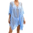 thumbnail image 1 of Franhais Women Summer Beach Cover-up, 3/4 Sleeve V-neck Hollowed Slit Loose Summer Top, 1 of 9