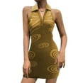 thumbnail image 1 of Franhais Women Summer Midi Dress, Bodycon Water Ripple Print Sleeveless Backless One-Piece, 1 of 2