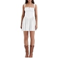 thumbnail image 1 of Franhais Women Summer Short Dress, Sleeveless A-Line Dress Lace Patchwork Bandage Button Party Dress for Beach Cocktail Club Streetwear, 1 of 5