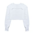 thumbnail image 1 of Franhais Women Sweatshirt Hollow Out Bare-midriff Pullover Casual Sports Irregular Cropped Tops, 1 of 6