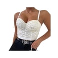 thumbnail image 1 of Franhais Women Tanks Tops with Pearl Decoration, Adjustable Detachable Silicone Gather Summer Clothing, 1 of 9