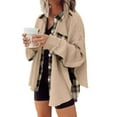 thumbnail image 1 of Franhais Women Waffle Shirt Autumn Knit Loose Fit Long Sleeve Plaid Tops Button Down Lapel Collar Jacket, 1 of 5