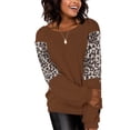 thumbnail image 1 of Franhais Women’s Casual Long Sleeve Loose Sweater Fashion Leopard Stitching Round Neck Pullover Sweatshirt（S-XL）, 1 of 8