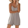 thumbnail image 1 of Franhais Women's Casual Summer Shorts Romper Sleeveless Strap Loose Adjustable Jumpsuit Romper with Pockets（S-XL）, 1 of 5