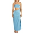 thumbnail image 1 of Franhais Women’s Casual Tube Tops Dress Fashion Solid Color Off-shoulder Hollow Skinny Slit Long Dress, 1 of 6