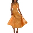 thumbnail image 1 of Franhais Women's Dress, Casual Solid Color One Shoulder Ruffle Hem Side Zipper Female Long Dress, 1 of 9
