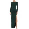 thumbnail image 1 of Franhais Women's Evening Party Long Dress Solid Color Long Sleeve Cutout Back Thigh Slit Slim Dress Formal Prom Gowns, 1 of 5