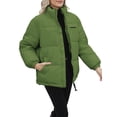 thumbnail image 1 of Franhais Women's Lightweight Down Puffer Coat, Letter Print Stand Collar Long Sleeve Zip Windproof Warm Jacket, 1 of 5