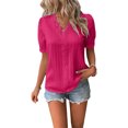 thumbnail image 1 of Franhais Women's Short Sleeve Tunic Tops Lace Accent V Neck Loose T-Shirts Dressy Blouses, 1 of 6