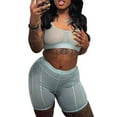 thumbnail image 1 of Franhais Women's Shorts Outfits,Pure Color Low-Cut Short Tank Tops + High Waist Elastic Shorts Set, 1 of 9