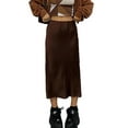 thumbnail image 1 of Franhais Women's Solid Color Long Skirt, Loose Leisure Splitting Hem Trendy Dress for Female, 1 of 7