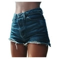 thumbnail image 1 of Franhais Women's Summer Denim Short Jeans, High Waist Classic Holes Shorts with Pockets Burr Hem Garment for Female, 1 of 4