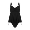 thumbnail image 1 of Franhais Women's Tankini Swimsuits Two-Piece Solid Color Bathing Suits Swim Tops with Mid Waist Briefs Set, 1 of 9