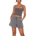 thumbnail image 1 of Franhais Women’s Two Piece Yoga Outfits, Spaghetti Strap Crop Cami Tops and Wide Leg Shorts Set, 1 of 7