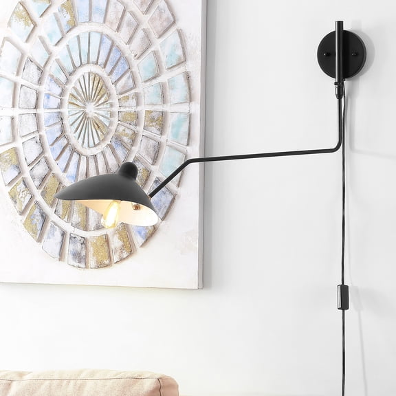 JONATHAN Y Frank 35" Iron Retro Swing LED Wall Sconce, Black