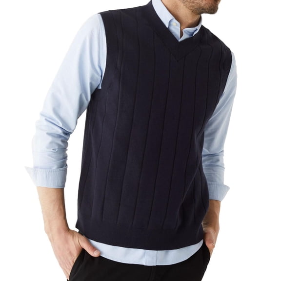 Frank And Oak Mens Cotton V Neck Sweater Vest Night Sky Medium