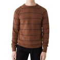 thumbnail image 1 of Frank And Oak Mens Striped Crewneck Long Sleeve Sweater Cappuccino Brown Large, 1 of 3