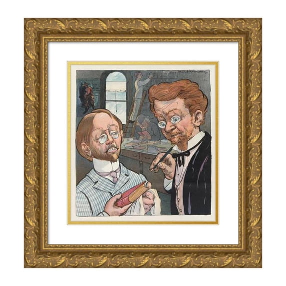 Frank Arthur Nankivell 15x16 Gold Ornate Wood Frame and Double Matted Museum Art Print Titled - Enough (1902)
