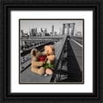thumbnail image 1 of Frank, Assaf 12x12 Black Ornate Wood Framed with Double Matting Museum Art Print Titled - Pair of teddy bears with a red rose on Brooklyn Bridge, New York, 1 of 4