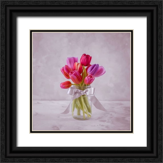 Frank, Assaf 12x12 Black Ornate Wood Framed with Double Matting Museum Art Print Titled - Ranuncuclus flowers in a vase