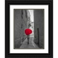 thumbnail image 1 of Frank, Assaf 12x14 Black Ornate Wood Framed with Double Matting Museum Art Print Titled - Tourist with heart shaped umbrella walking through narrow street of Mdina, Malta, 1 of 4