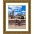 thumbnail image 1 of Frank, Assaf 12x14 Gold Ornate Wood Framed with Double Matting Museum Art Print Titled - Bunch of Roses on a bicycle agaisnt Westminster Abby, London, UK, 1 of 4