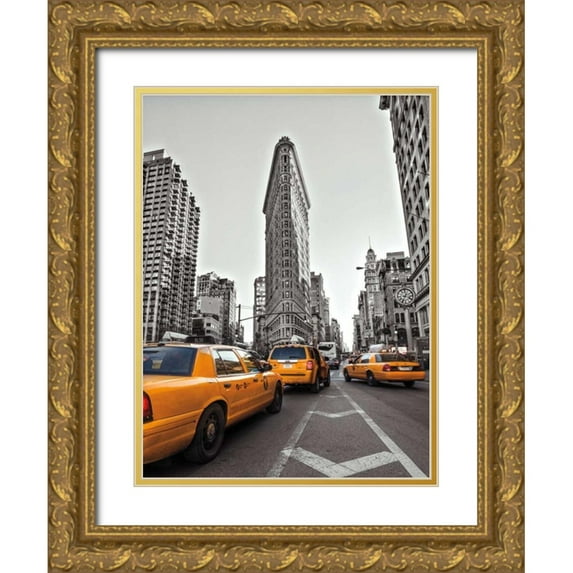 Frank, Assaf 12x14 Gold Ornate Wood Framed with Double Matting Museum Art Print Titled - New York Taxis