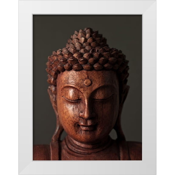 Frank, Assaf 12x14 White Modern Wood Framed Museum Art Print Titled - Buddha sculpture face