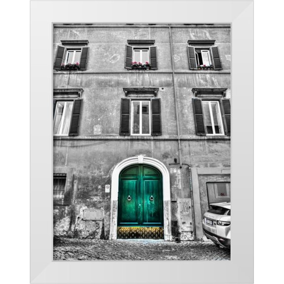 Frank, Assaf 12x14 White Modern Wood Framed Museum Art Print Titled - Old building in city of Rome, Italy