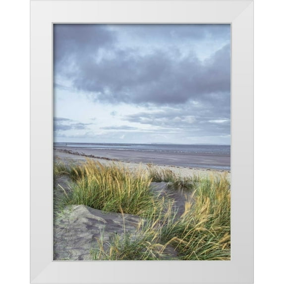 Frank, Assaf 12x14 White Modern Wood Framed Museum Art Print Titled - Sand dunes and grass, West wittering beach, UK