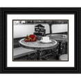 thumbnail image 1 of Frank, Assaf 14x11 Black Ornate Wood Framed with Double Matting Museum Art Print Titled - Bunch of flowers on sidewalk cafe table, Paris, France, 1 of 4
