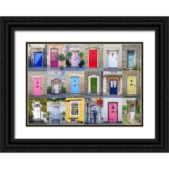 Frank, Assaf 14x11 Black Ornate Wood Framed with Double Matting Museum Art Print Titled - Collage of old doors