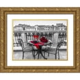 thumbnail image 1 of Frank, Assaf 14x11 Gold Ornate Wood Framed with Double Matting Museum Art Print Titled - Bunch of Roses with wine glasses and female hand gloves on cafe table, Venice, Italy, 1 of 4