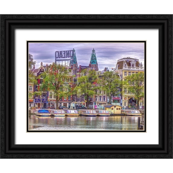 Frank, Assaf 14x12 Black Ornate Wood Framed with Double Matting Museum Art Print Titled - Amsterdam waterfront