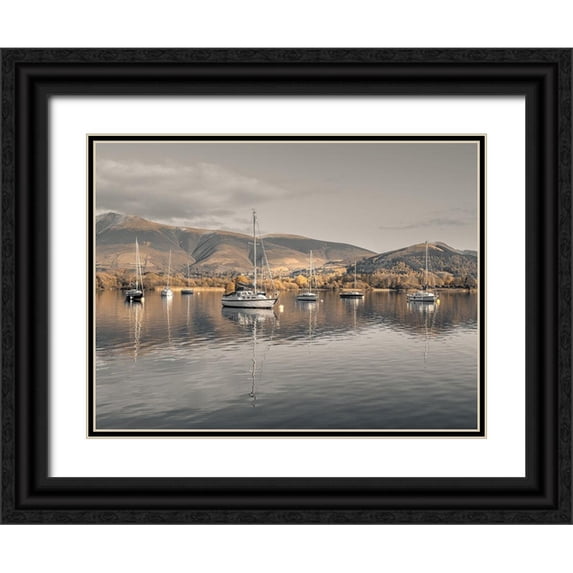 Frank, Assaf 14x12 Black Ornate Wood Framed with Double Matting Museum Art Print Titled - Sailing boats at Derwentwater