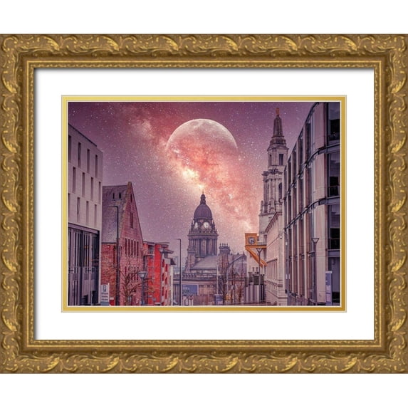 Frank, Assaf 14x12 Gold Ornate Wood Framed with Double Matting Museum Art Print Titled - Starry night-Leeds