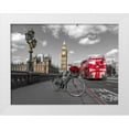 thumbnail image 1 of Frank, Assaf 14x12 White Modern Wood Framed Museum Art Print Titled - Bicycle with bunch of flowers on Westminster Bridge, London, UK, 1 of 4